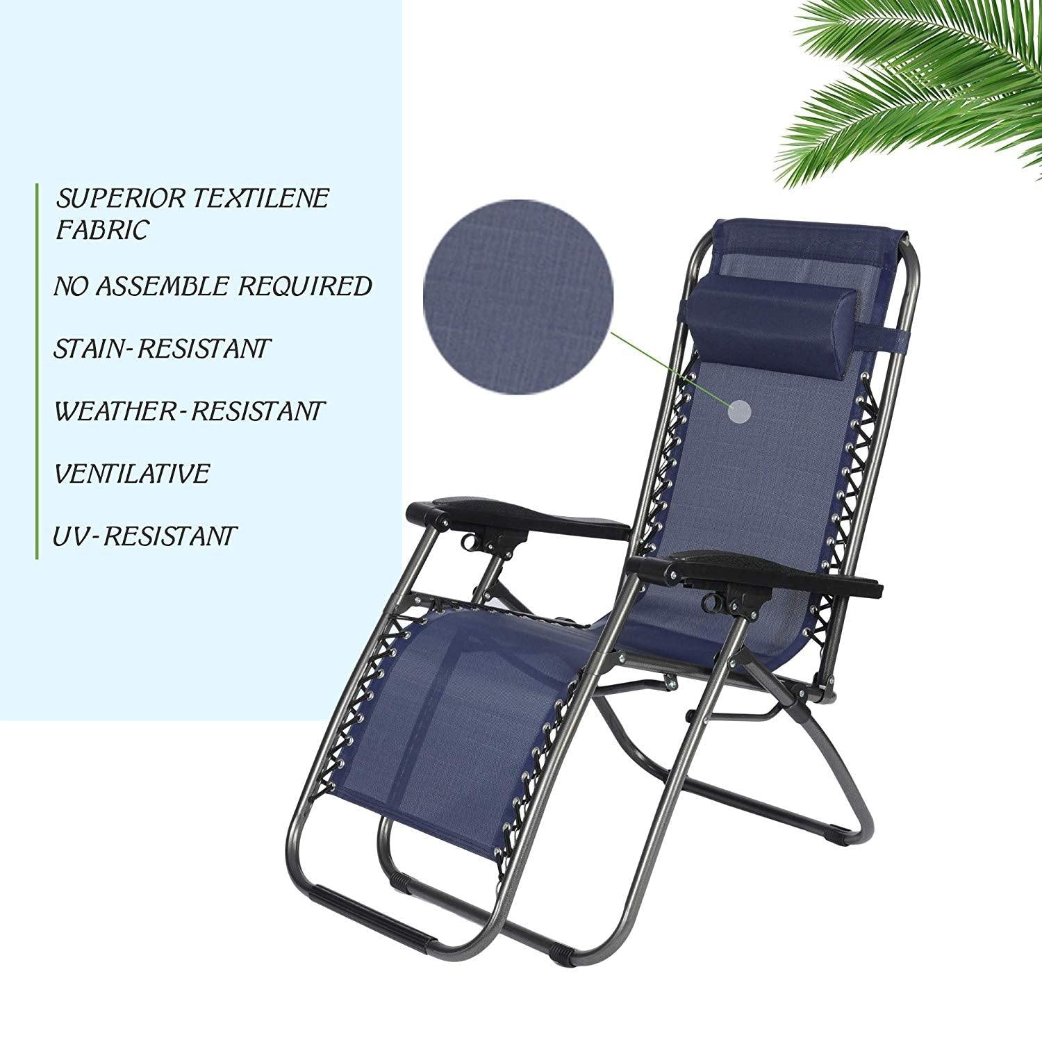 Bosonshop Adjustable Zero Gravity Patio Lounge Chairs 2PC Blue