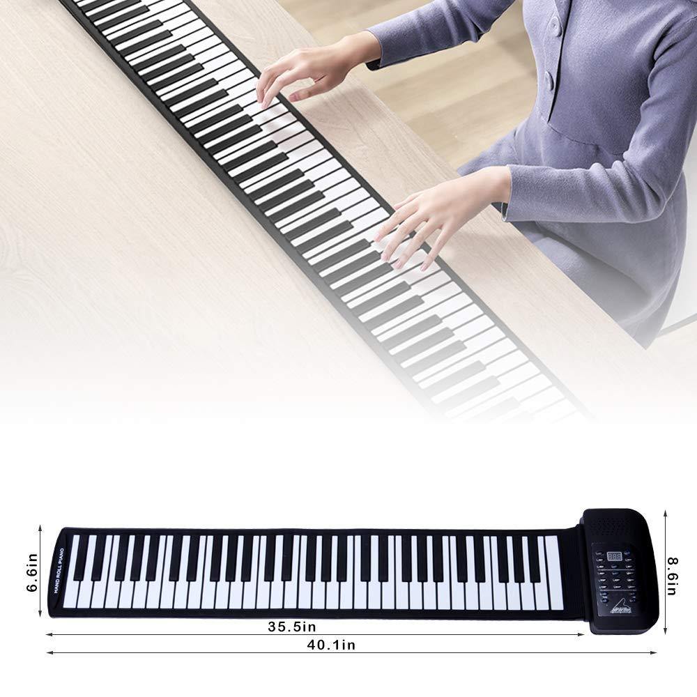 Bosonshop Portable Flexible Roll Up Piano Keyboard 61 Keys USB Midi Electronic Piano Keyboard for Beginner Children Practice Musical Instruments