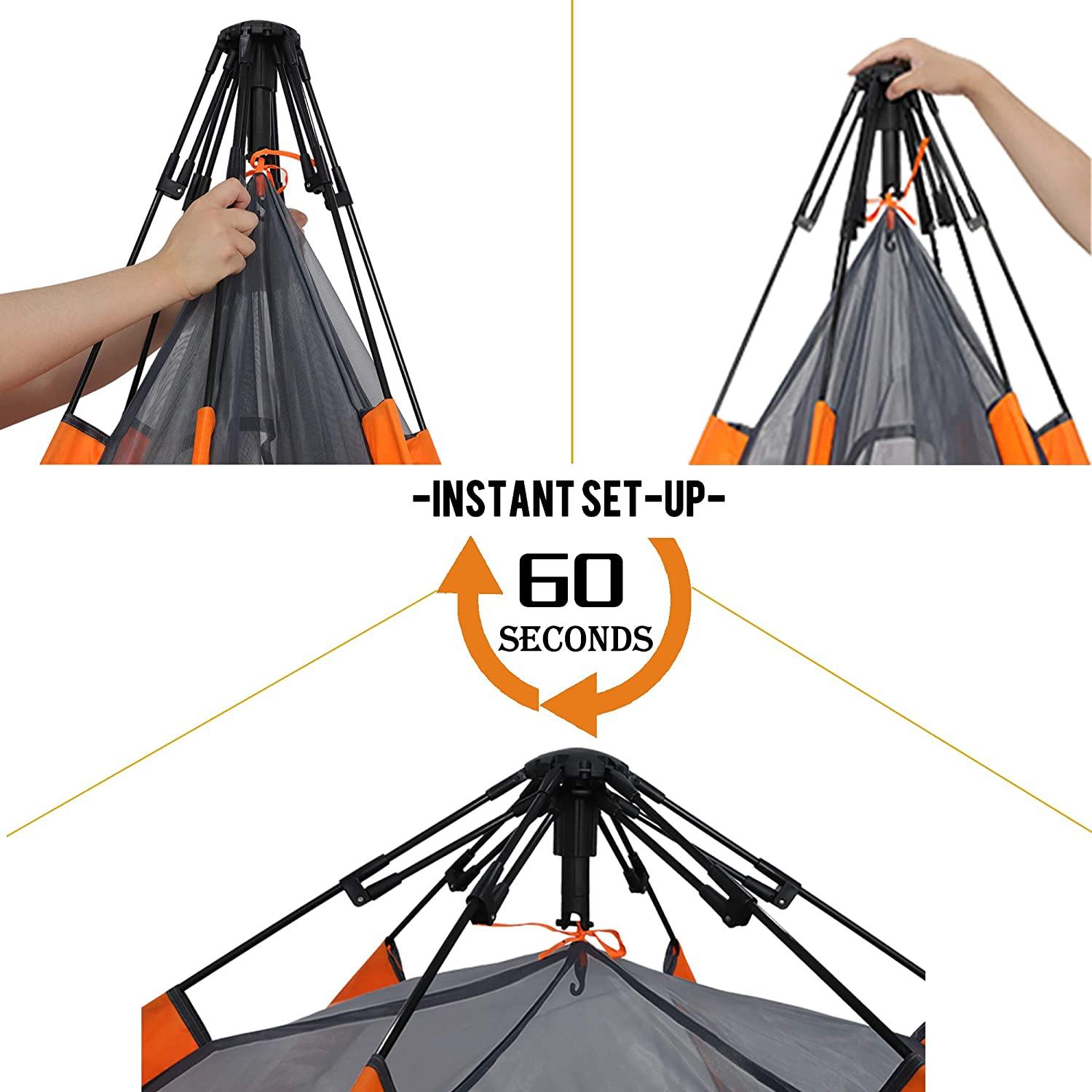 2 Person Camping Instant Pop-up Tent, Sun Shelter Waterproof Double Layer 4 Seasons Lightweight Tent for Hiking, Fishing, Beach - Bosonshop