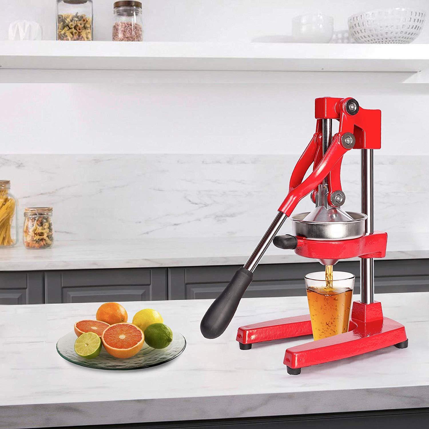 Citrus Pomegranate Juicer Labor-saving Manual Fruit Juicer Press Fruit Squeezer with Stable Non-slip Base, Red - Bosonshop