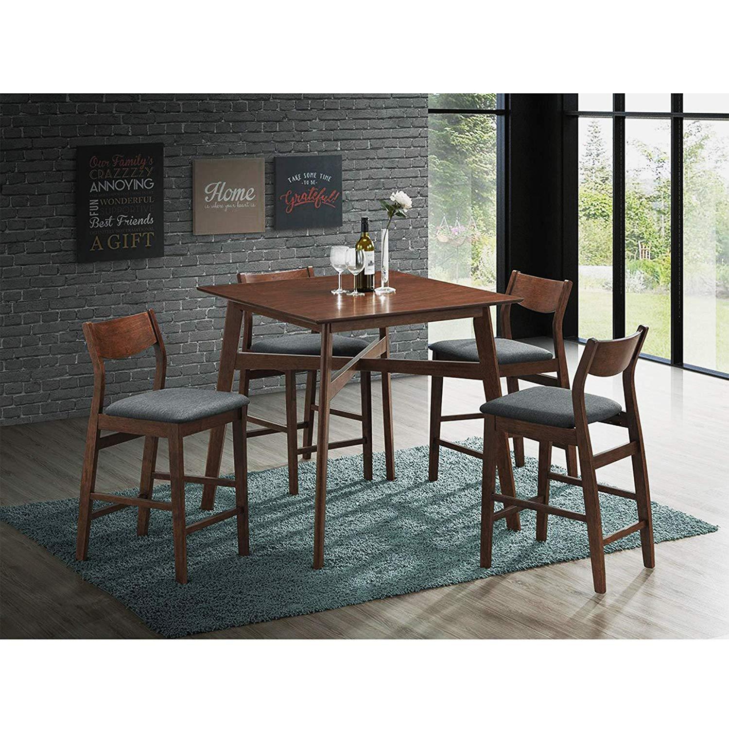 Bosonshop Counter Height Table Set Pub Bar Stools Modern Mid Century Style, 5 Piece