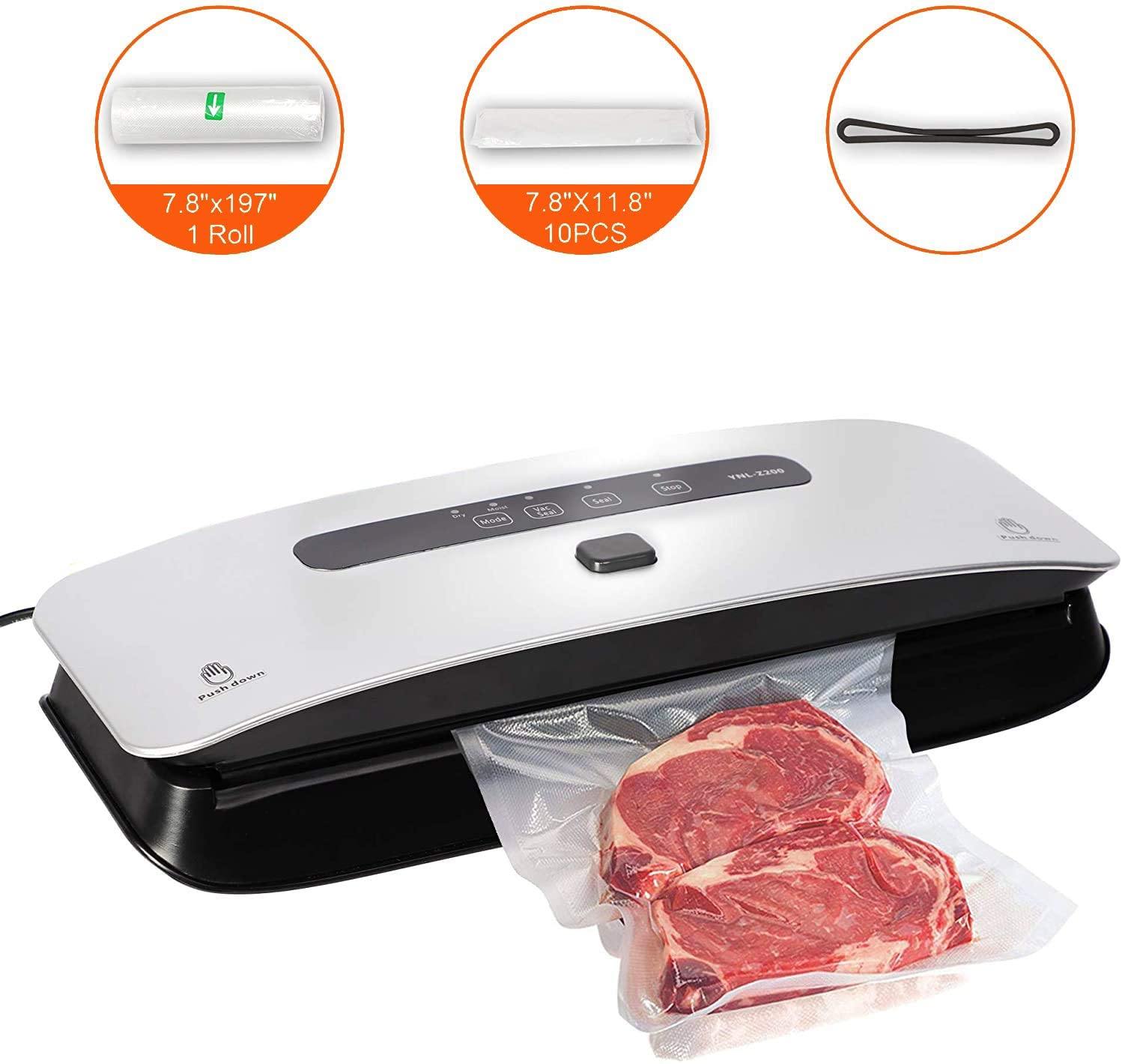 Food Vacuum Sealer Machine Strong Suction Power Dry and Moist Mode Starter Kit for Food Preservation and Sous Vide - Bosonshop