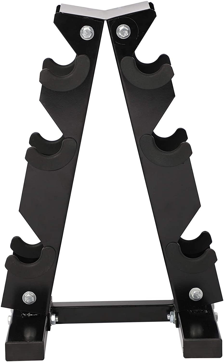 A-Frame Dumbbell Rack Stand Compact 3 Tier Free Weight Steel Dumbbell Storage Bracket for Home Gym (Black) - Bosonshop