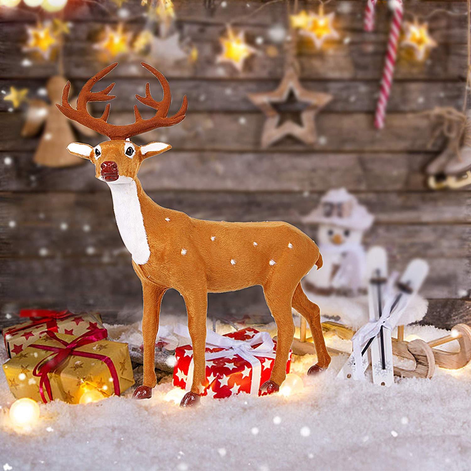 Bosonshop Craft Christmas Decoration Ornaments Simulation Christmas Reindeer for Home Festival Gift