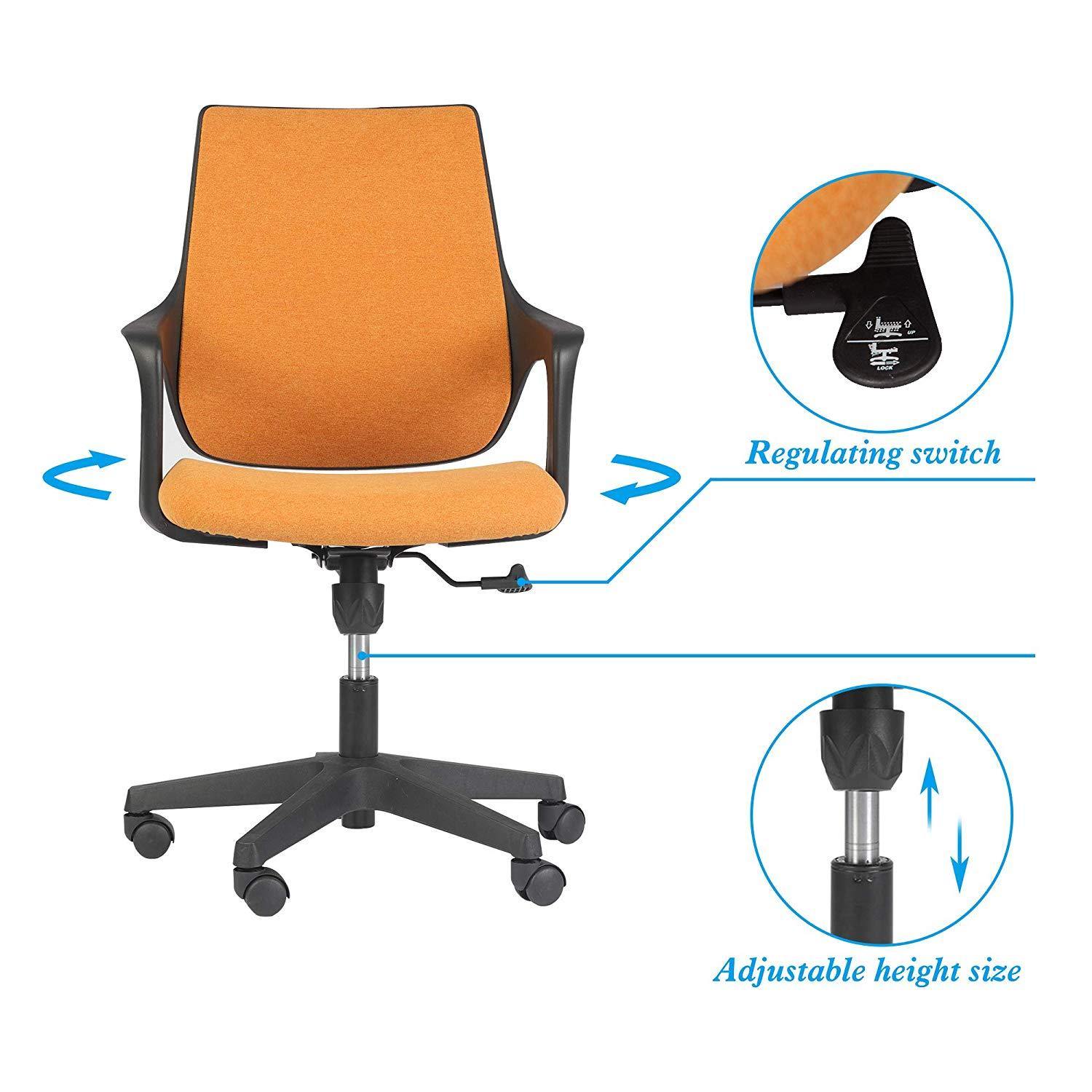 Bosonshop Mid Back Swivel Chair Swivel Office Desk Chair with Arm Office and Computer Chair,Orange and Black