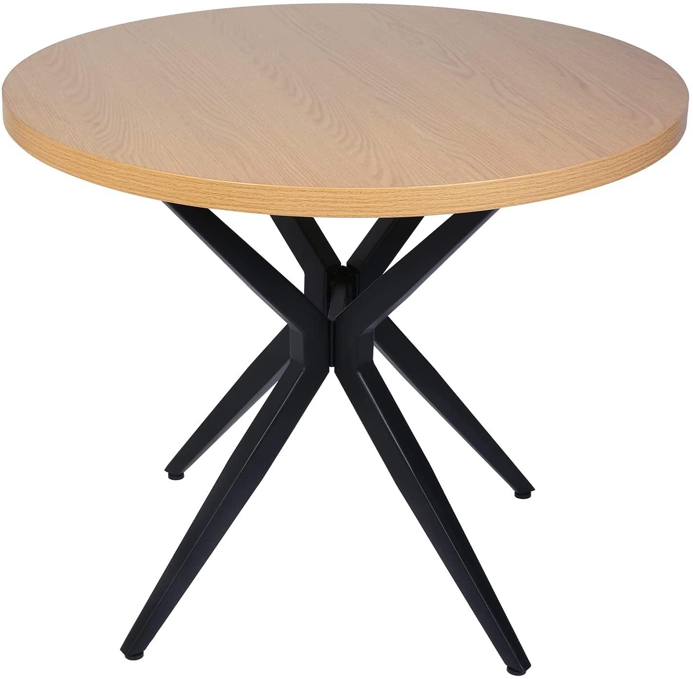 36" Round Dining Table Mid Century Modern Dining Table with Solid Metal Legs for Cafe/Bar, Kitchen, Dining, Office - Bosonshop