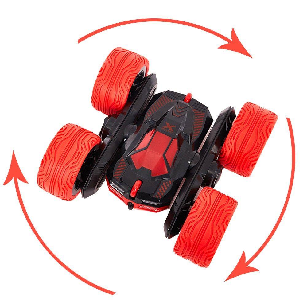 Bosonshop Stunt RC Car Double Sided Rotating Tumbling Ransformation 360 Degree/RED