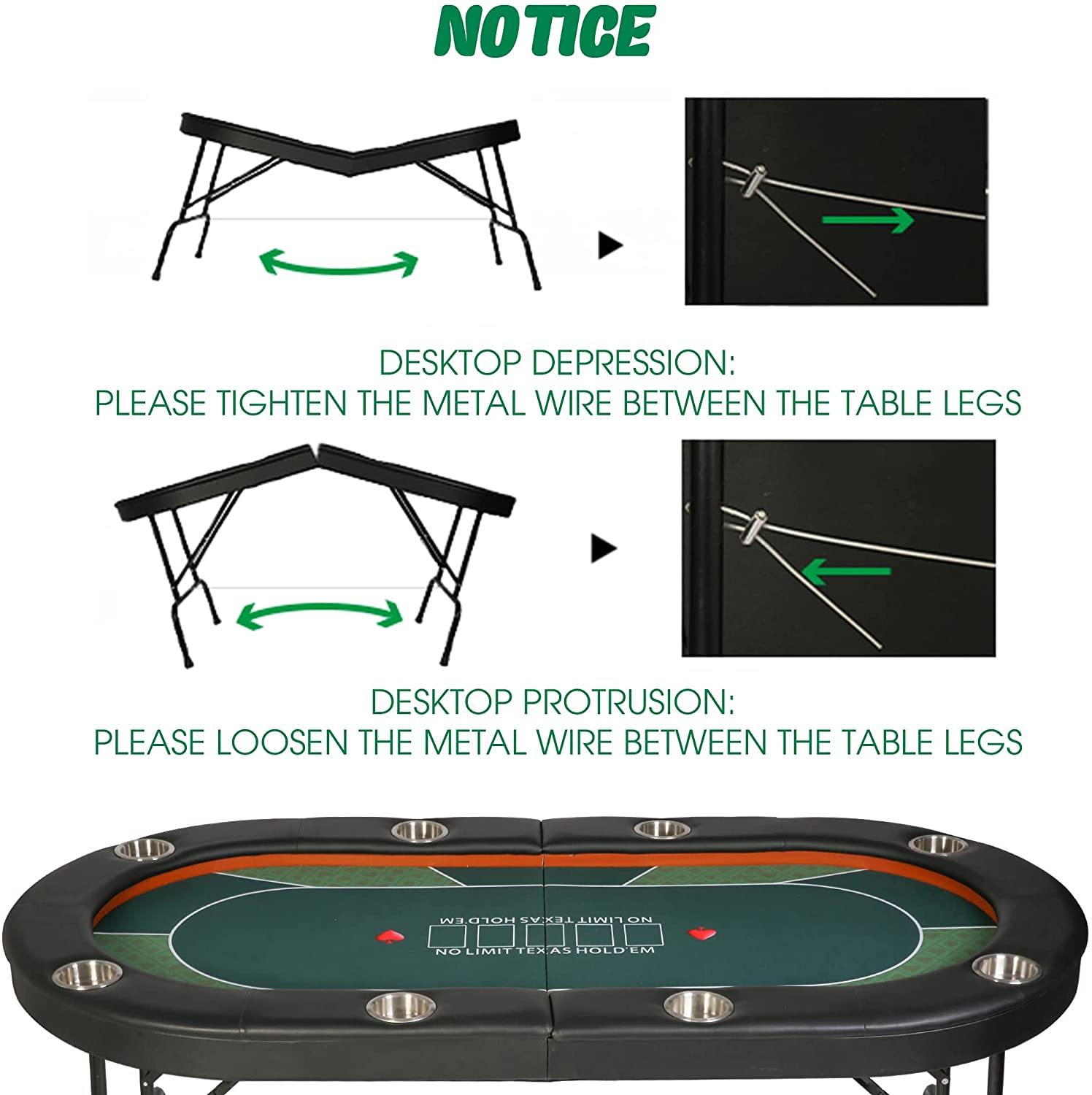 Foldable Poker Table, 8 Players Texas Holdem Poker Table, Casino Table for Blackjack Board Game - Bosonshop