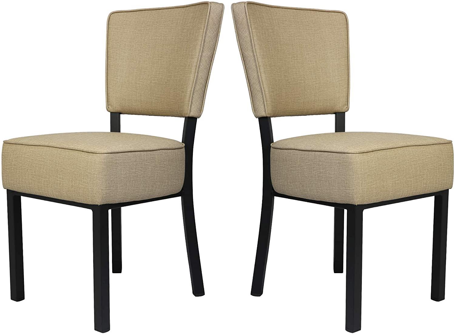 Set of 2 Classic Dining Chair, Modern Style Family Leisure Chair with Stainless Steel Legs, PU Leather Mid Back Side Chair - Bosonshop