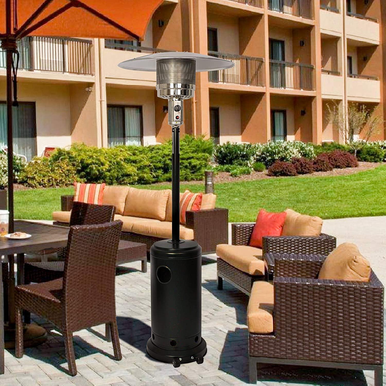 Outdoor Propane Heater Portable Patio Heater With Wheels 87 Inches Tall 36000 BTU for  Commercial Courtyard (Black) - Bosonshop