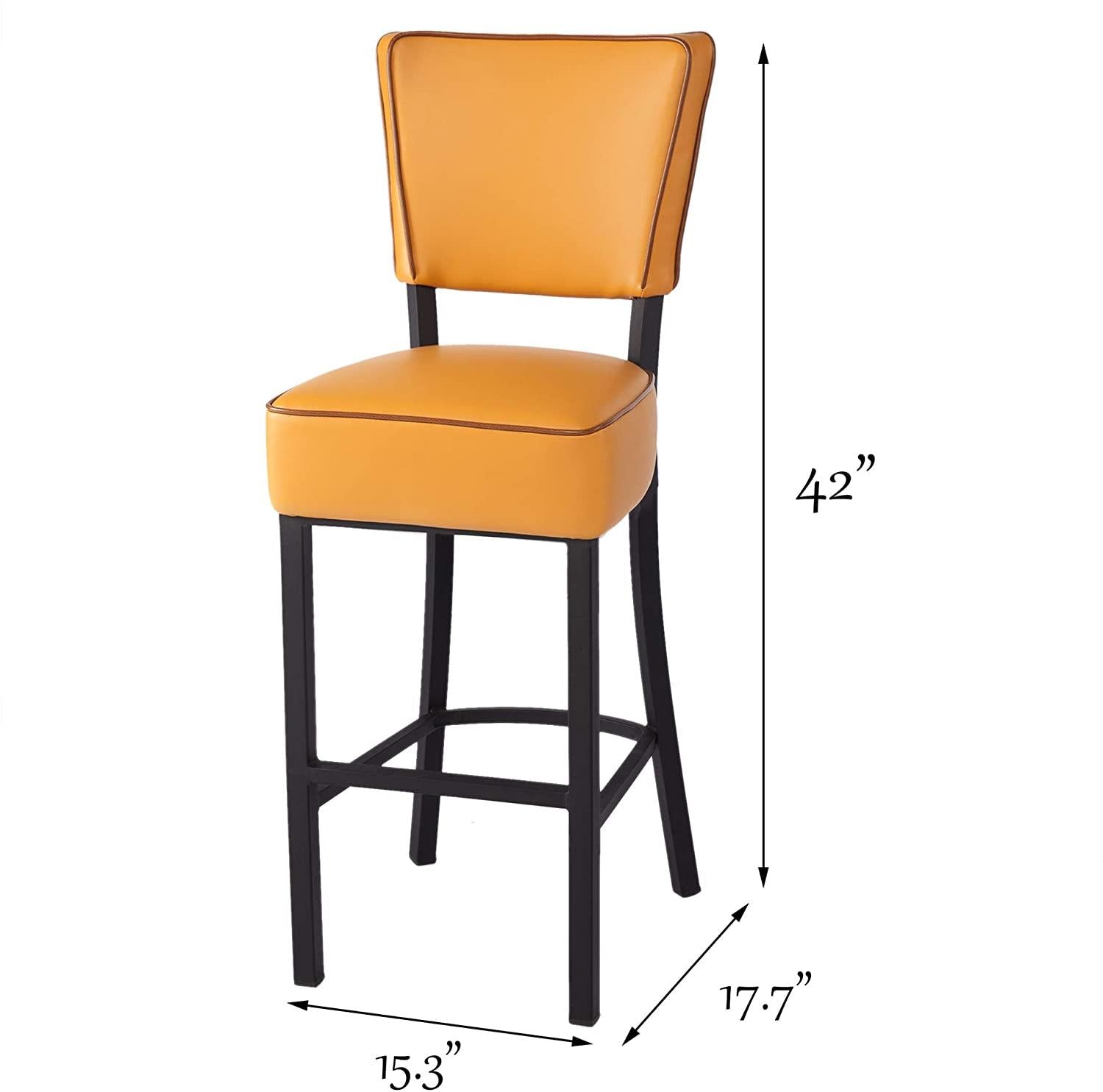 42" Upholstered Bar Stools with Cushioned Seat，Modern Dinning Kitchen Chair, Yellow - Bosonshop