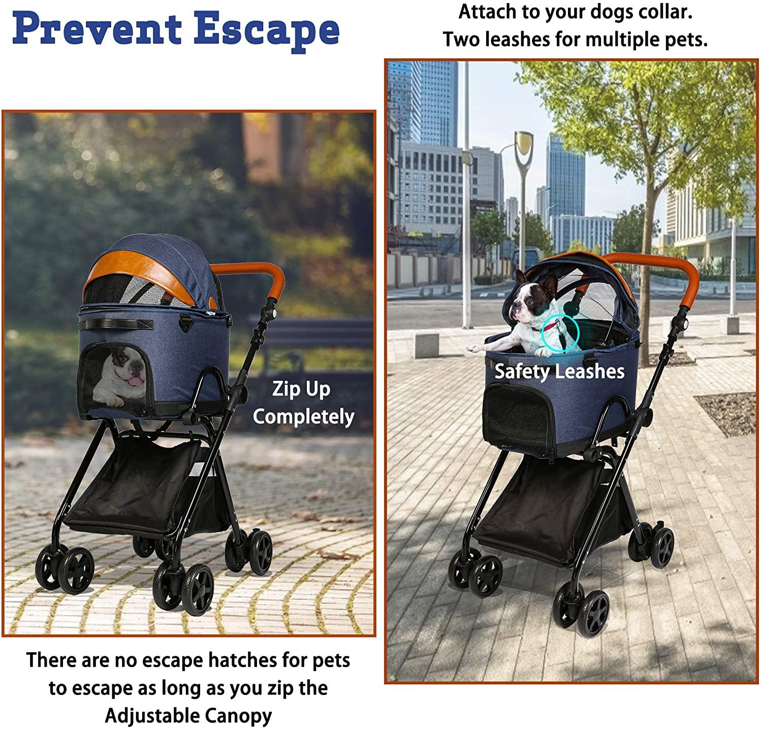 Luxury Folding Pet Stroller for Medium Dogs Cats - Bosonshop