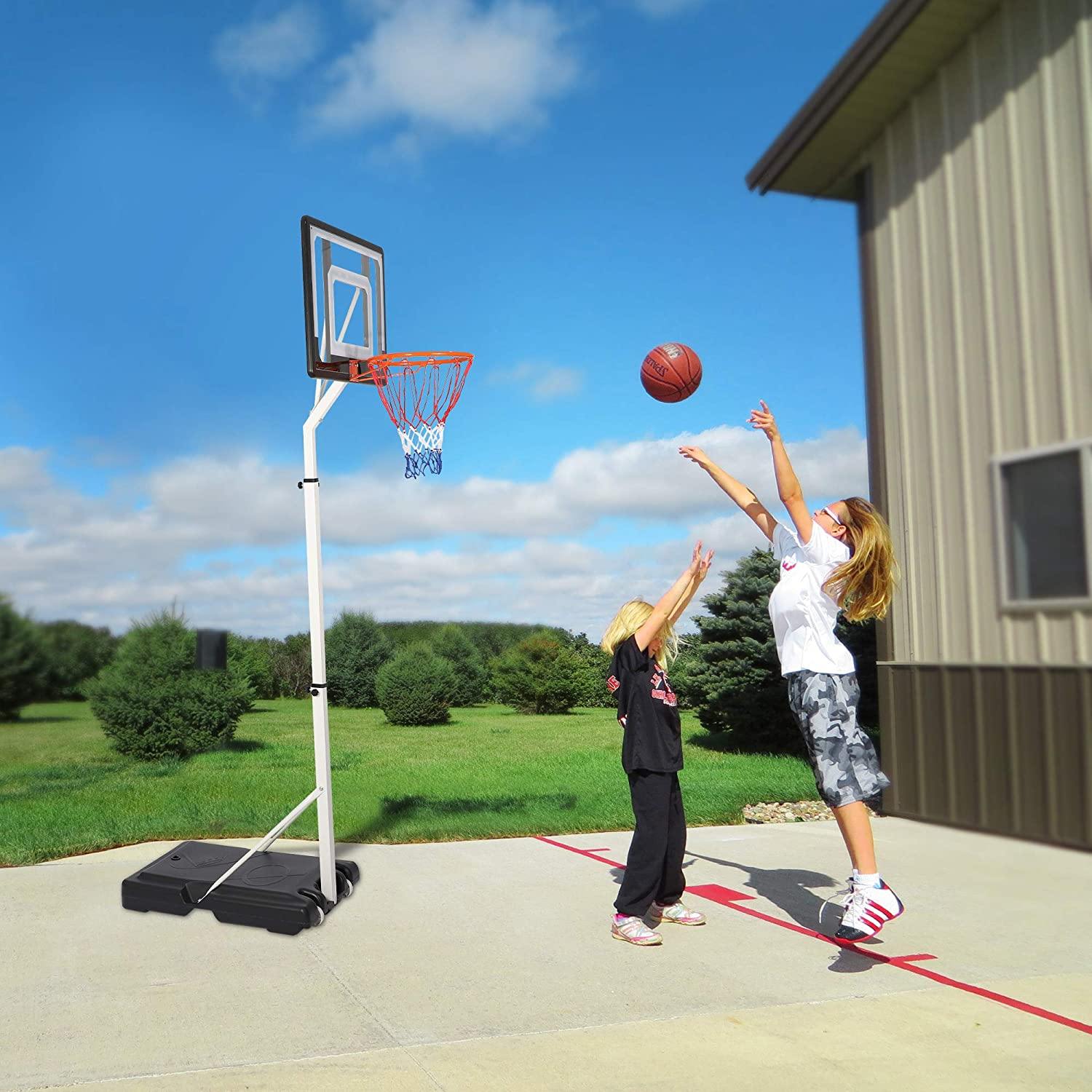 Portable Basketball Hoop Backboard System Stand Outdoor Sports Equipment Height Adjustable 8.4Ft-10Ft with Wheels - Bosonshop