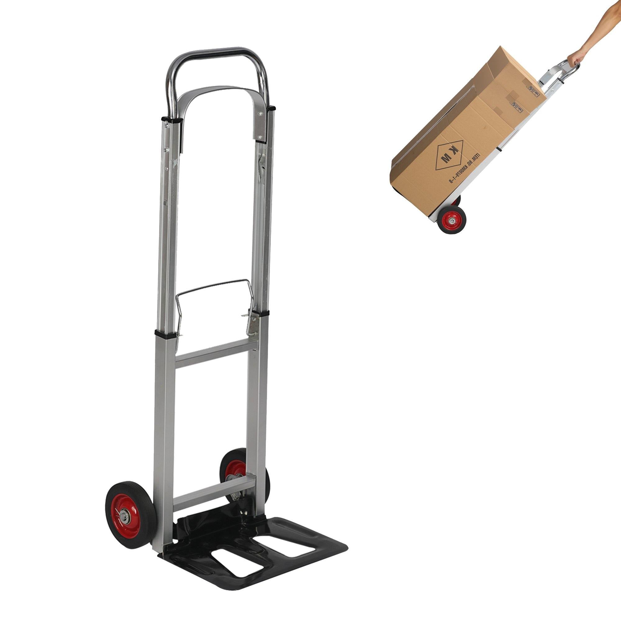 Hand Truck Dolly Portable Folding Compact Trolley Heavy-duty Aluminum Luggage Cart with 2 Wheels - Bosonshop