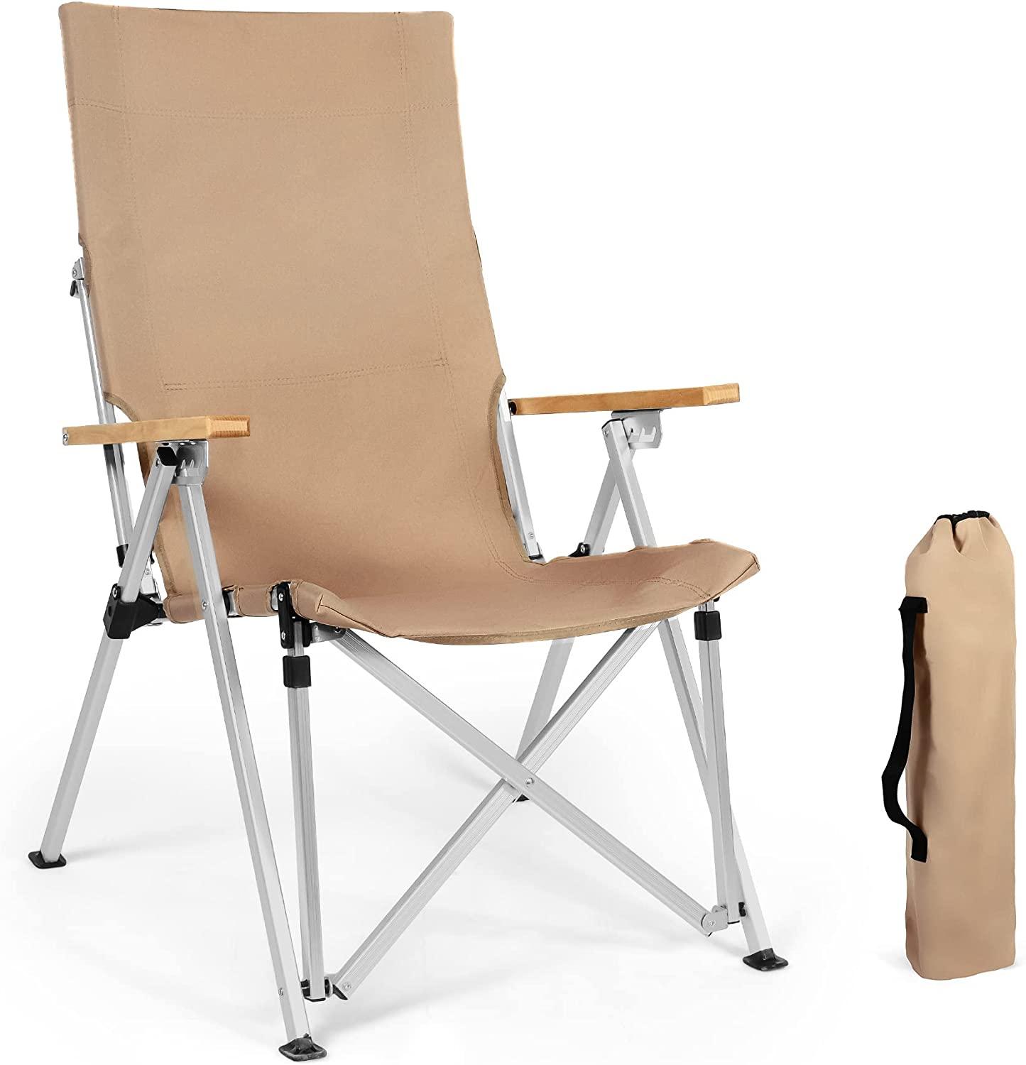 Portable Ultralight Camping Chairs, Adjustable High Back Chairs w/ Arm Rest and Carry Bag