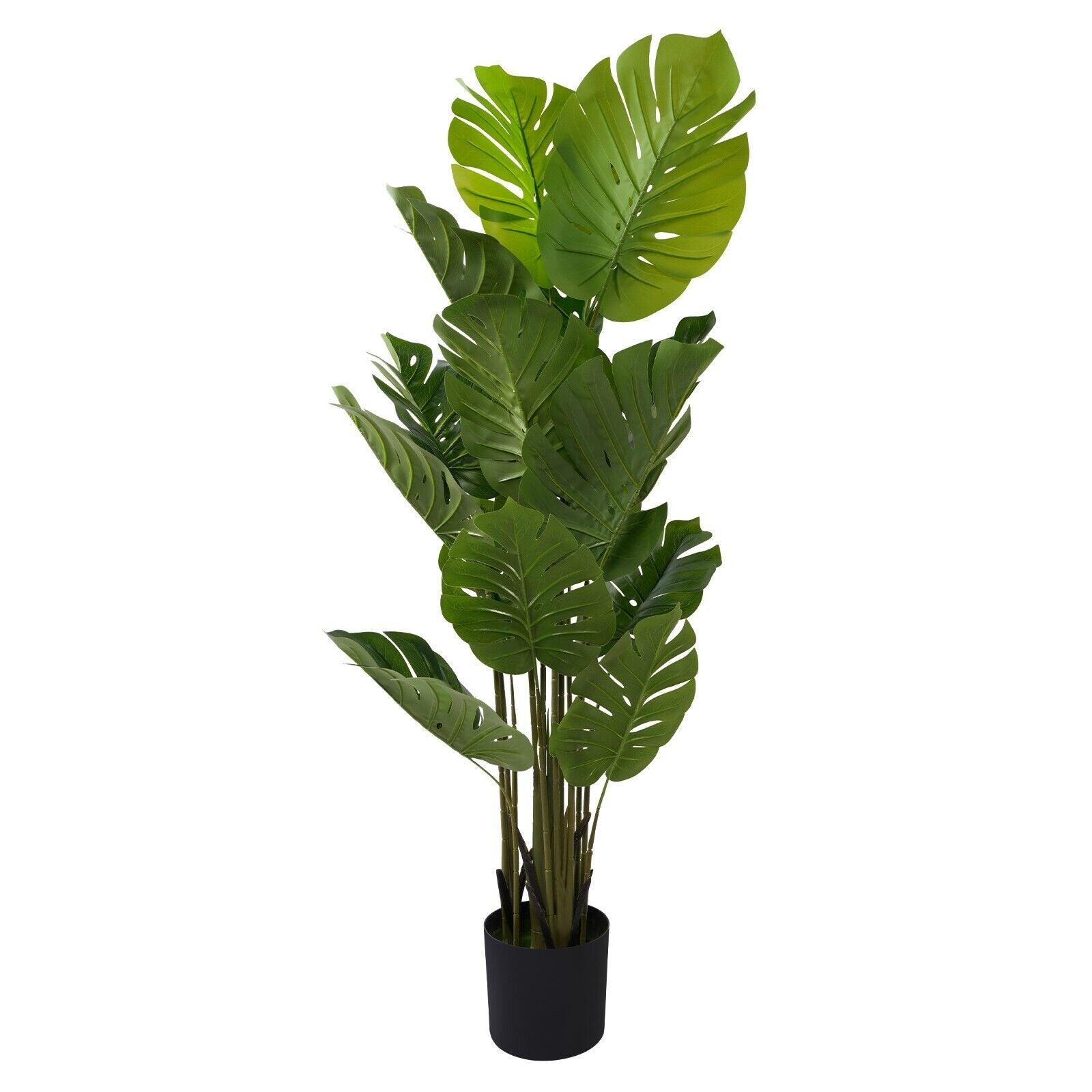 5' Artificial Monstera Plant in Pot Tree with 15 Decorative Leaves Faux Plant with Pot