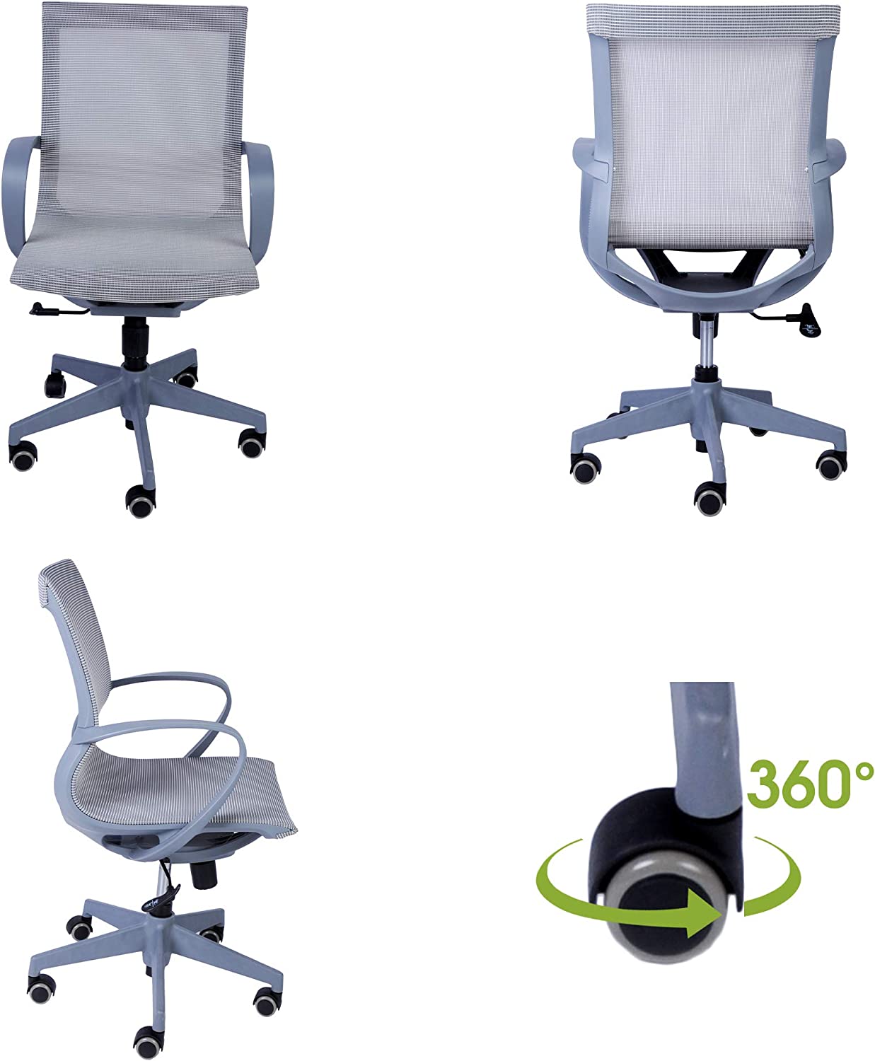 Office Mesh Chair Ergonomic Desk Chair with Armrest and 5 Swivel Casters