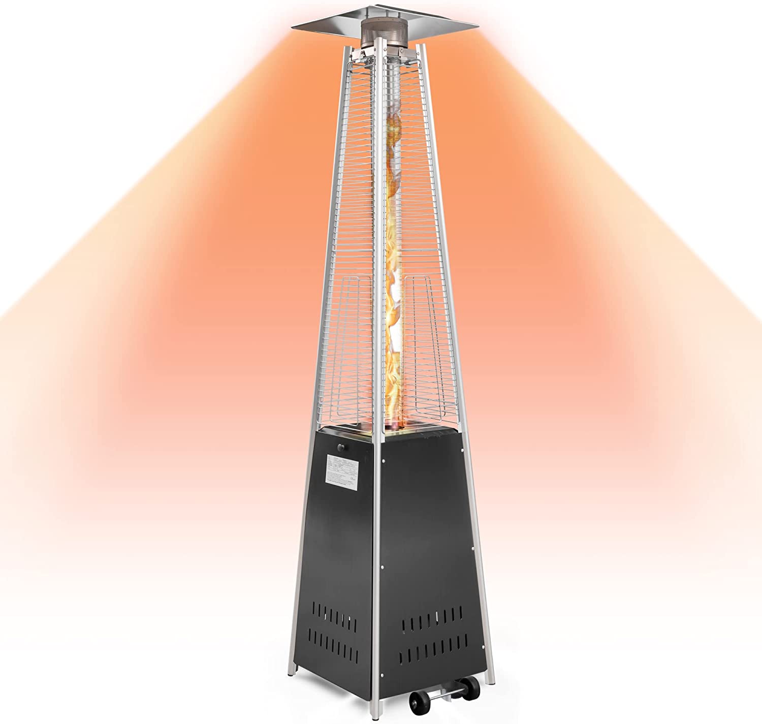 42000 BTU Pyramid Patio LP Propane Heater with Wheels, 87 Inch Hammered Bronze Tower Heater, CE & ETL Certified