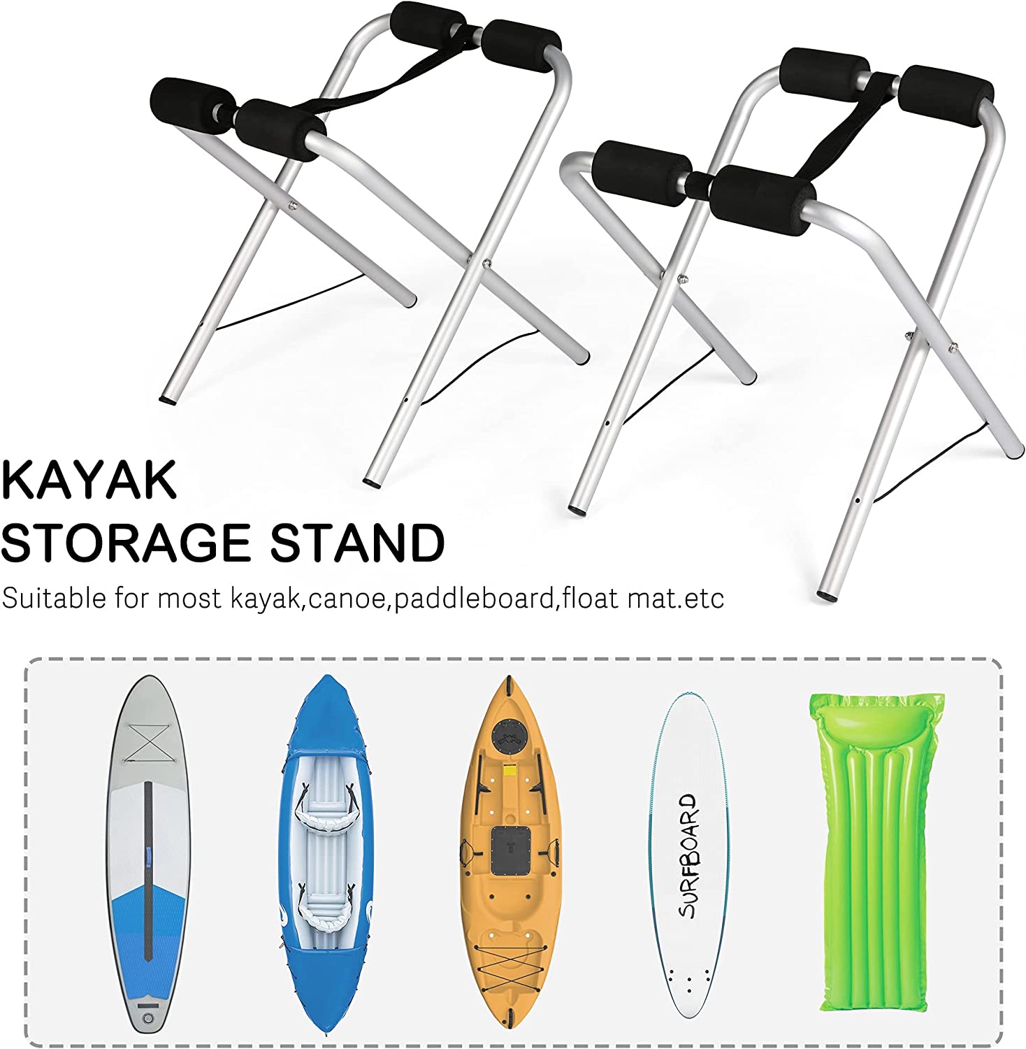 2-Pack Kayak Storage Rack 165 Lbs Capacity Freestanding Kayak Stand