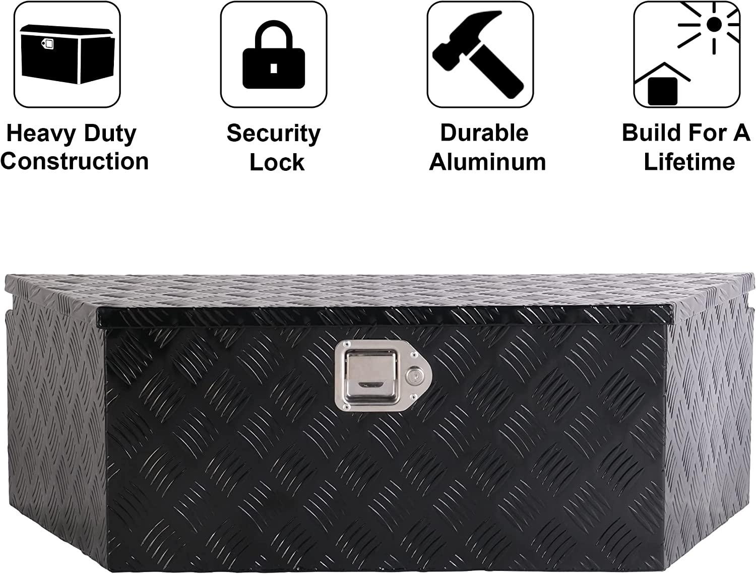 39" x 16.5"x 12" Heavy Duty 5 Bar Tread Aluminum RV Trailer Tongue Box Truck Tool Chest, Black - Bosonshop