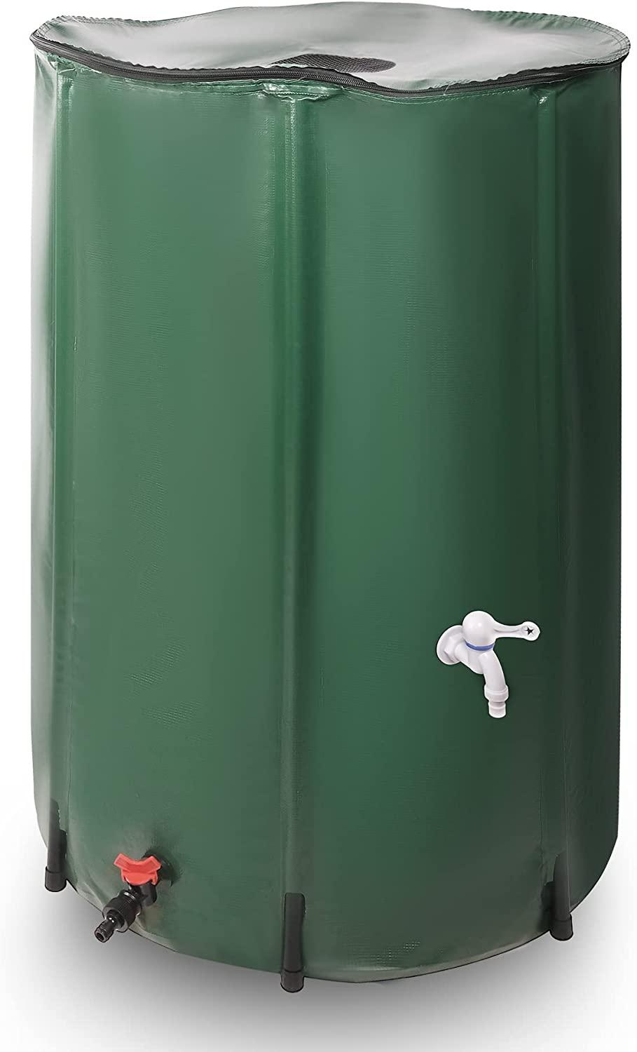 Rain Barrel Water Collector Rainwater Storage Container 100 Gallon, Green